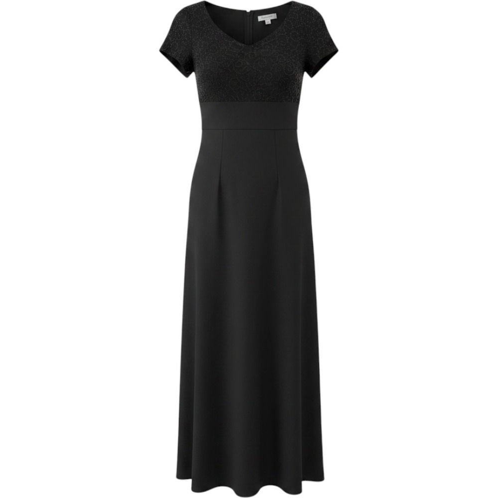 Southeastern Performance Apparel Black Beaded Top Maxi Dress V-Neck  6
